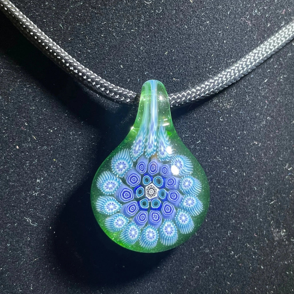 Ben Birney - Green Stardust Millifiore Tear Drop Pendant 2