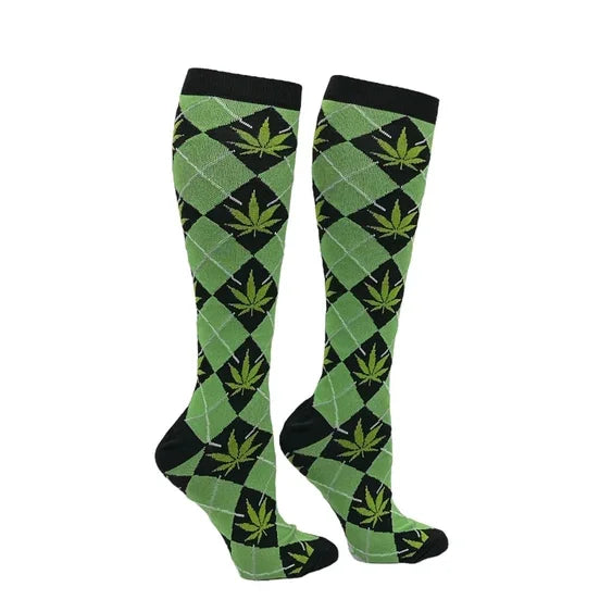 weed dress socks MARIJUANA POT LEAF Men's PARQUET BRAND (CHOOSE COLOR) White WITH Black LEAVES Hot Sox has got you covered Weed & Marijuana Socks |
