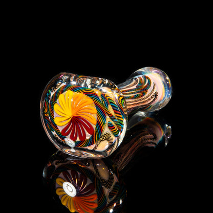 Brently Glass - Black Rainbow Cane w/ Latti Spoon