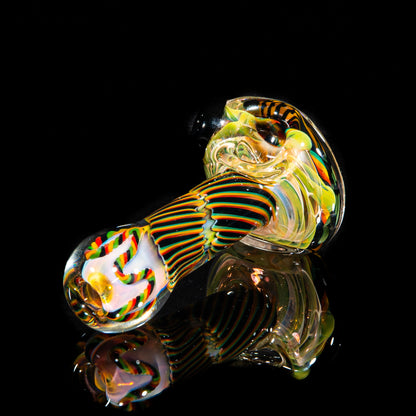 Brently Glass - Brown, Green & Yellow Reticello Spoon