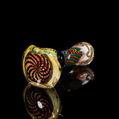 Brently Glass -Orange, Yellow & Brown Reticello Spoon