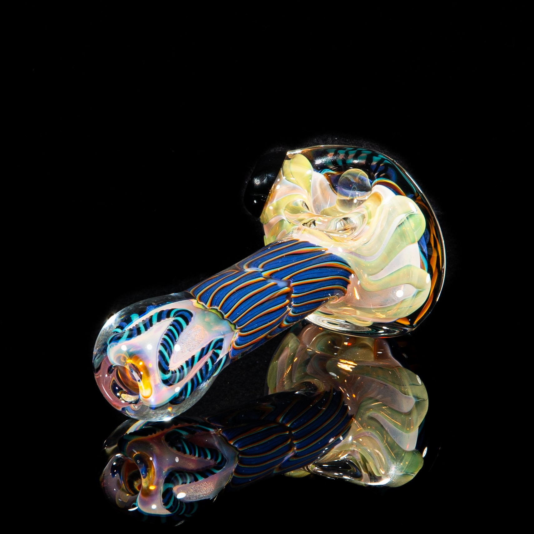 Brently Glass - Purple, Yellow & Teal Reticello Spoon