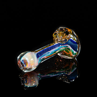 Brently Glass - Yellow & Blue Dichro Strip Spoon