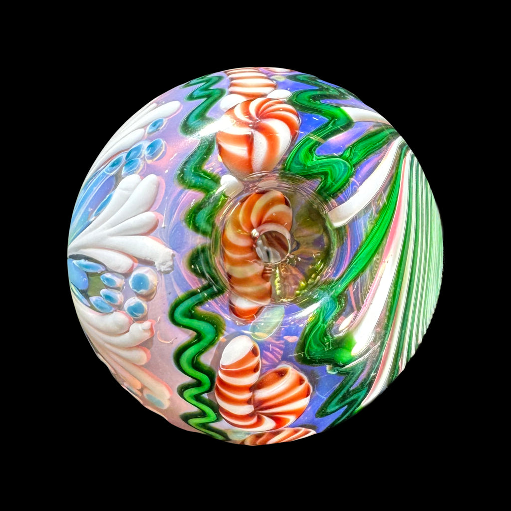 Holiday Ornament Collection: Firekist - Opaline & Green Snowflake Candy Cane Ornament Pipe