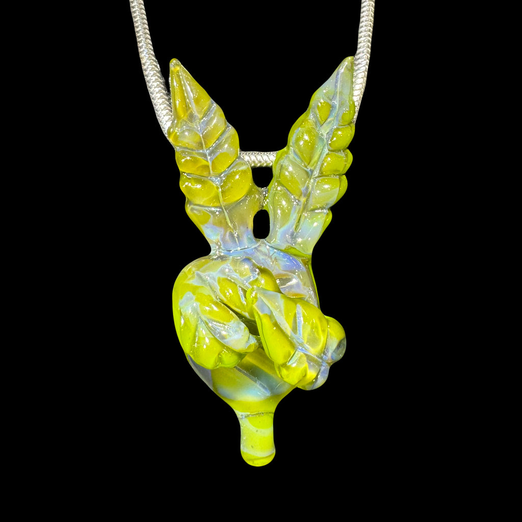 Goober Gabe - North Star Yellow Over Timber Peace Leaf Pendant