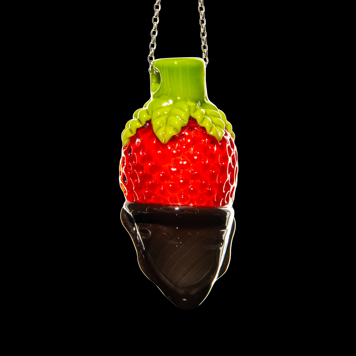 Strawberry Glass - Chocolate Dipped Strawberry Pendant