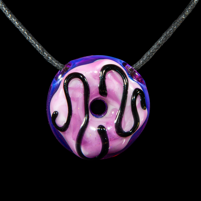 KGB Glass - Purple Marble & Black Drizzle Donut Pendant