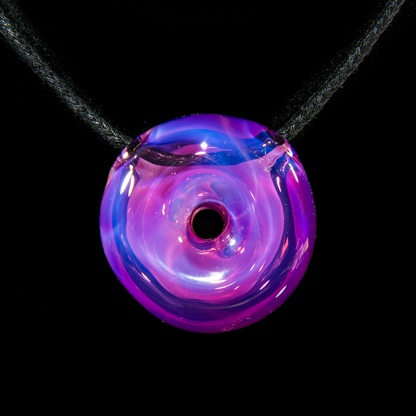 KGB Glass - Purple Marble & Black Drizzle Donut Pendant