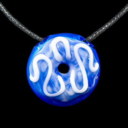 KGB Glass - Blue Marble & Vanilla Drizzle Donut Pendant