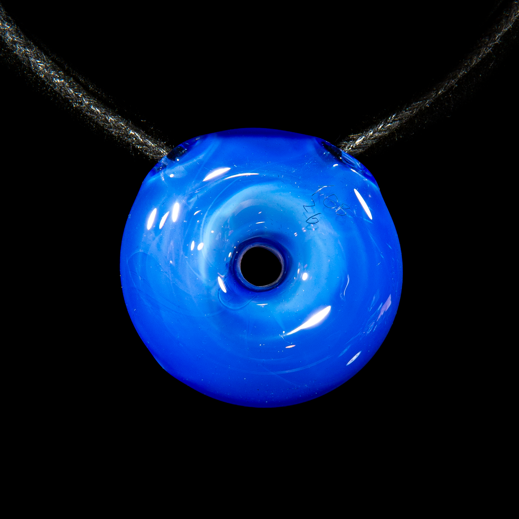 KGB Glass - Blue Marble & Vanilla Drizzle Donut Pendant