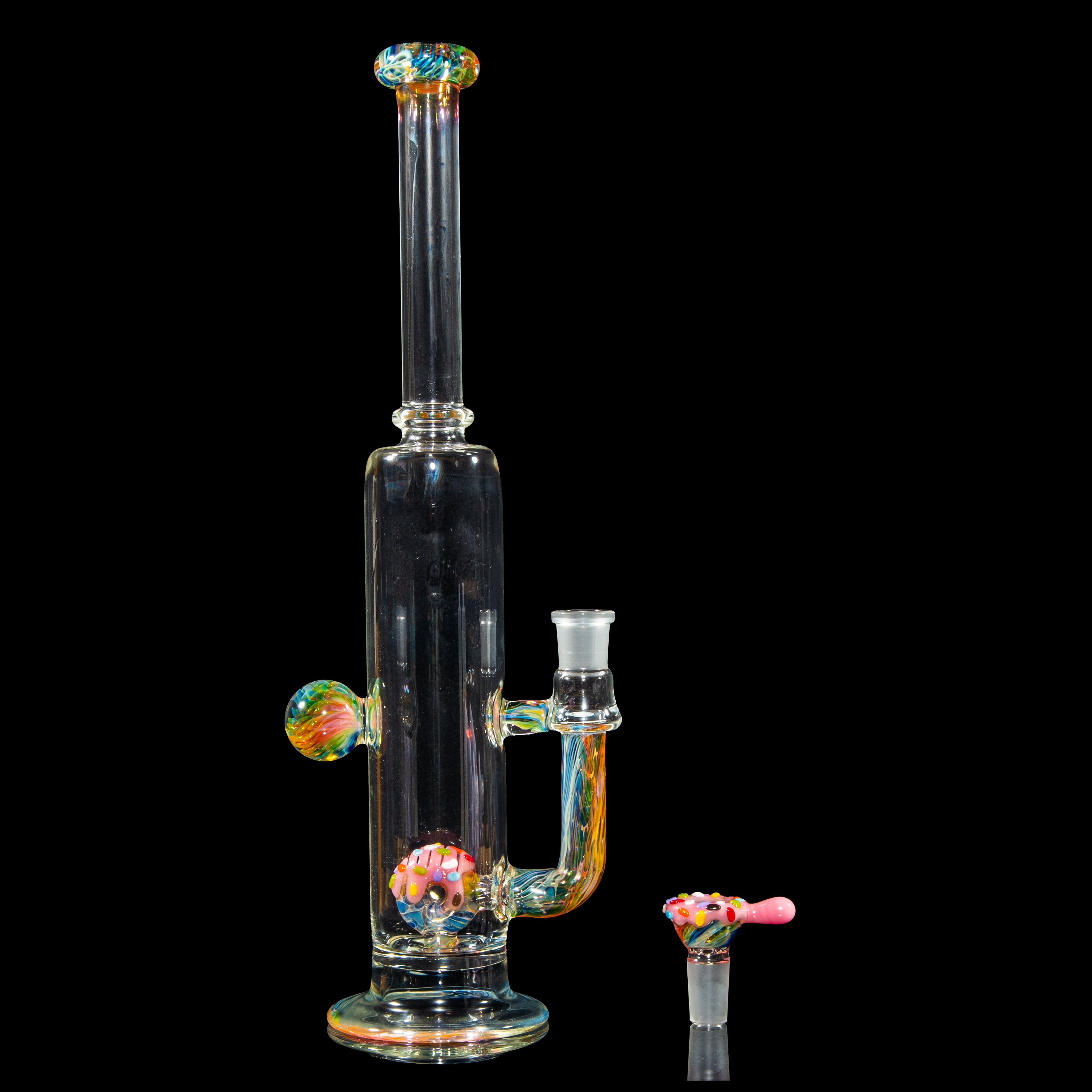 KGB Glass x Sarah Marblesbee - Fumed Out Strawberry & Rainbow Sprinkles Donut Tube