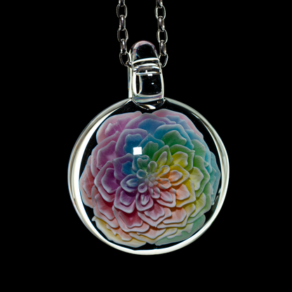 Glass Azusa - Pastel Flower Implosion Pendant