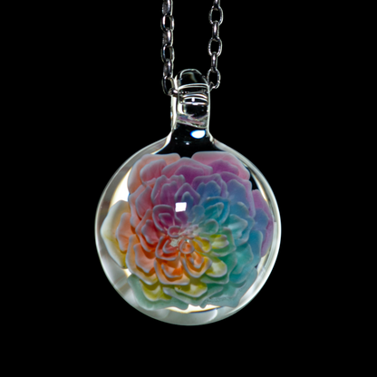 Glass Azusa - Pastel Flower Implosion Pendant