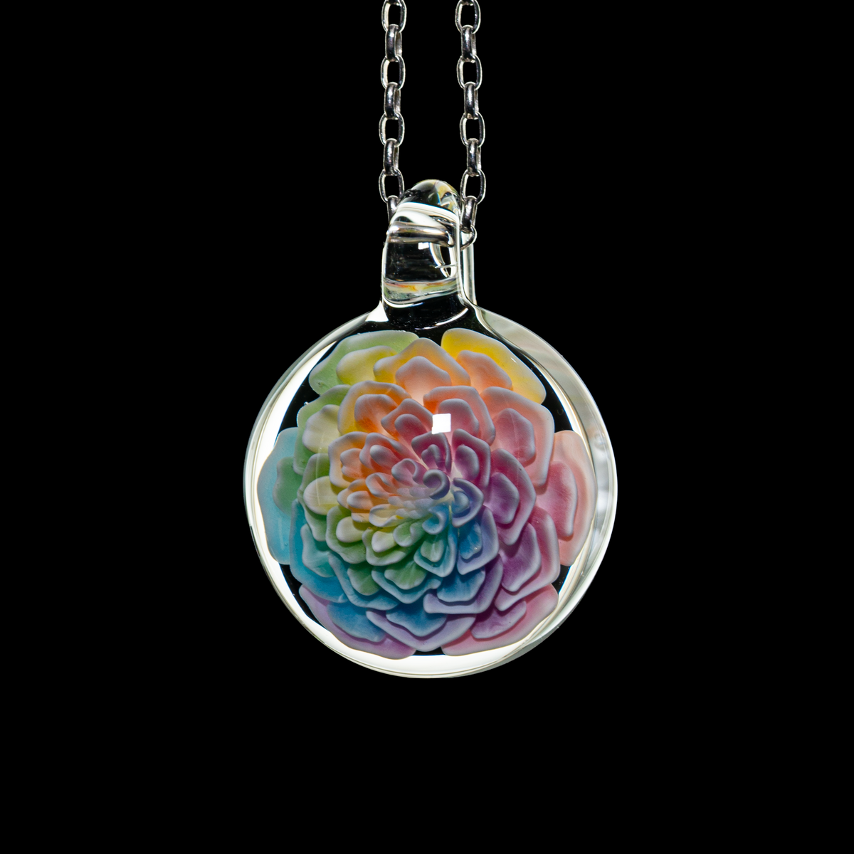 Glass Azusa - Pastel Flower Implosion Pendant
