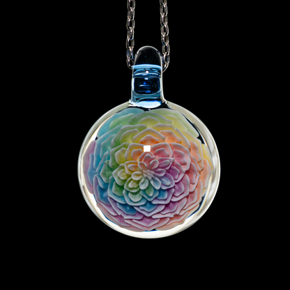 Glass Azusa - Pastel Flower Implosion Pendant