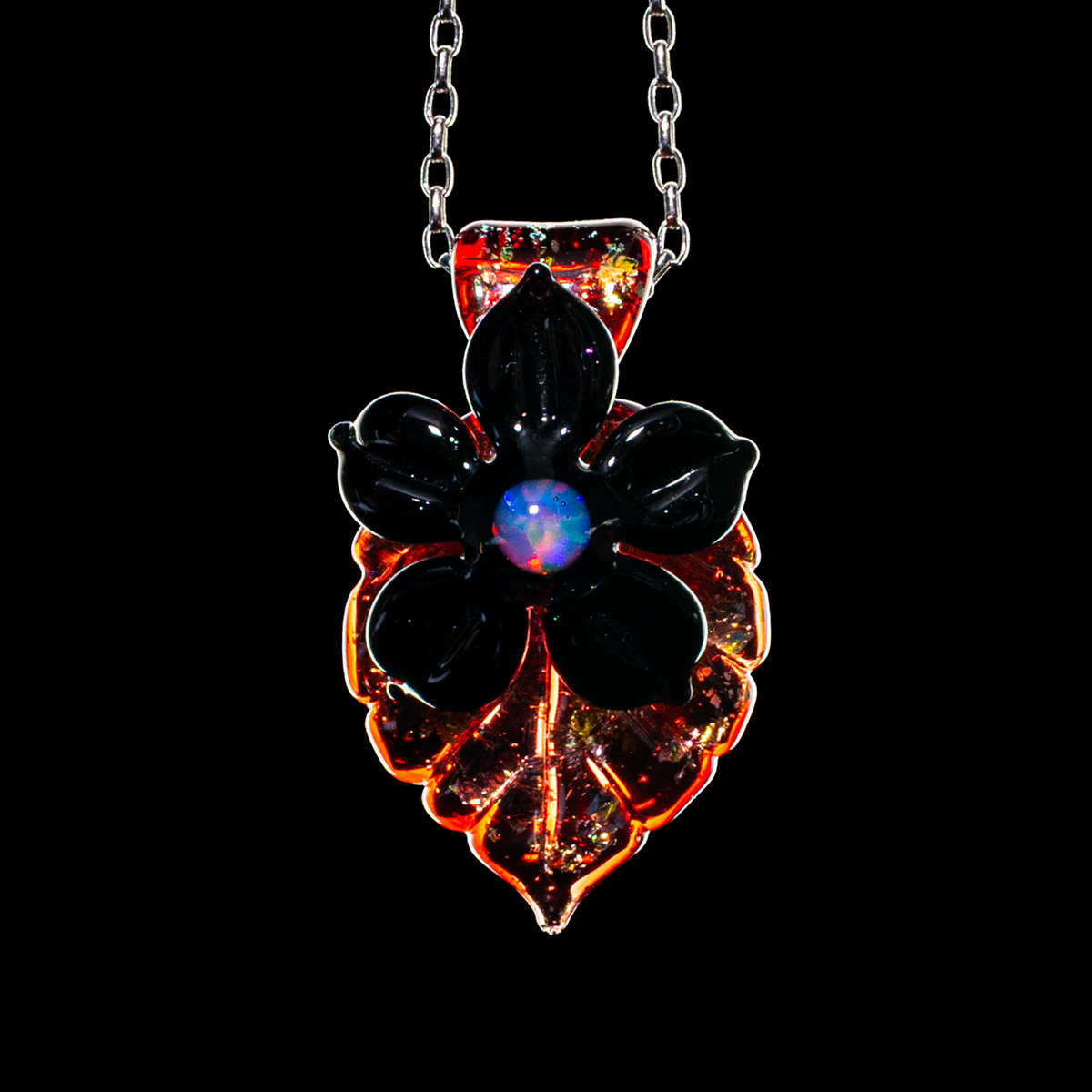 Mars Glassworks - Flower & Dichro Leaf Pendant