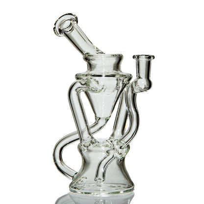 Clear glass water pipe with intricate recycler design for smoking accessories