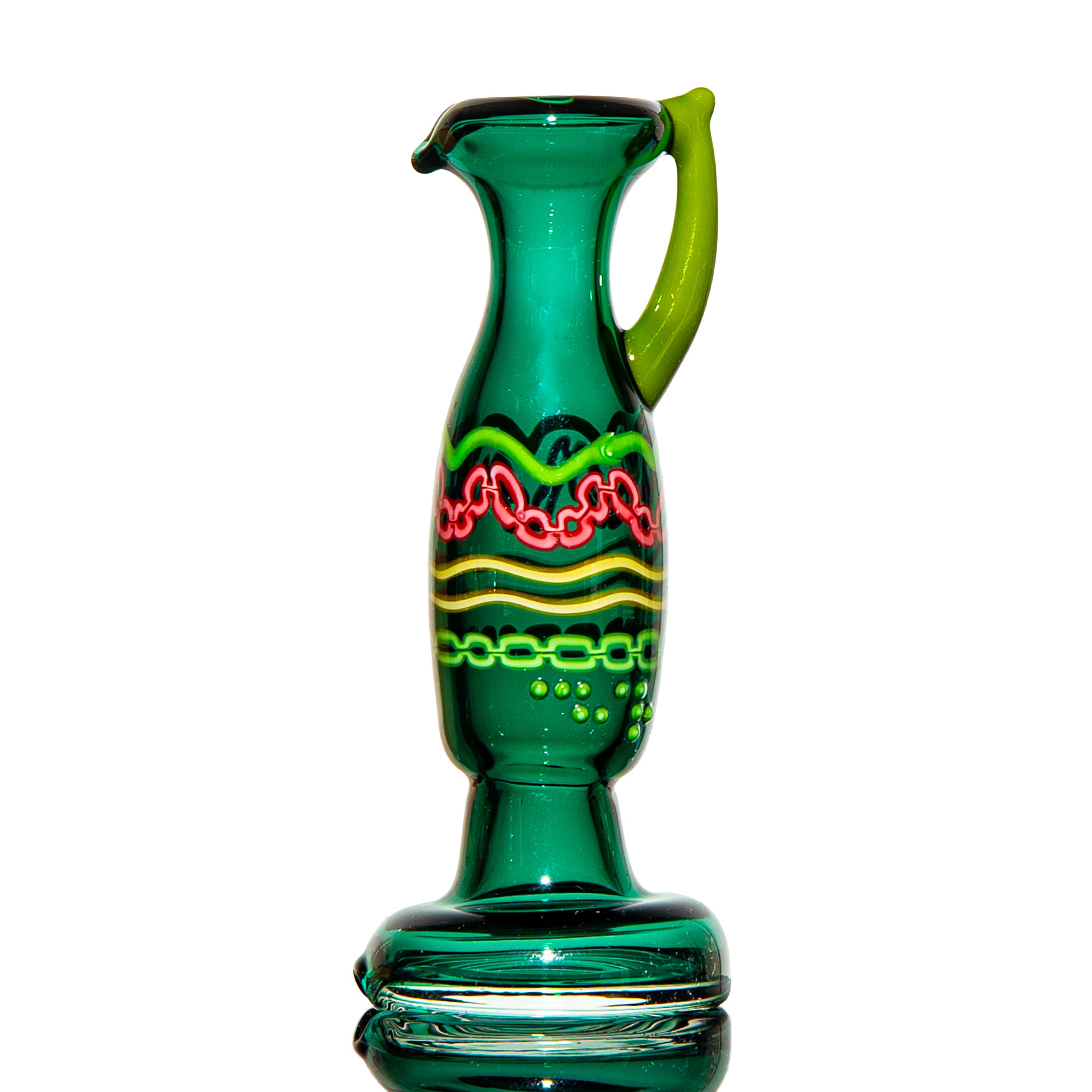 Charisma Glass - Teal Greek Key Lekythos Vase Dry Peak Attachment
