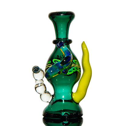 Charisma Glass x Crustacean Glass - Teal Trout Greek Key Dry Peak Attachment