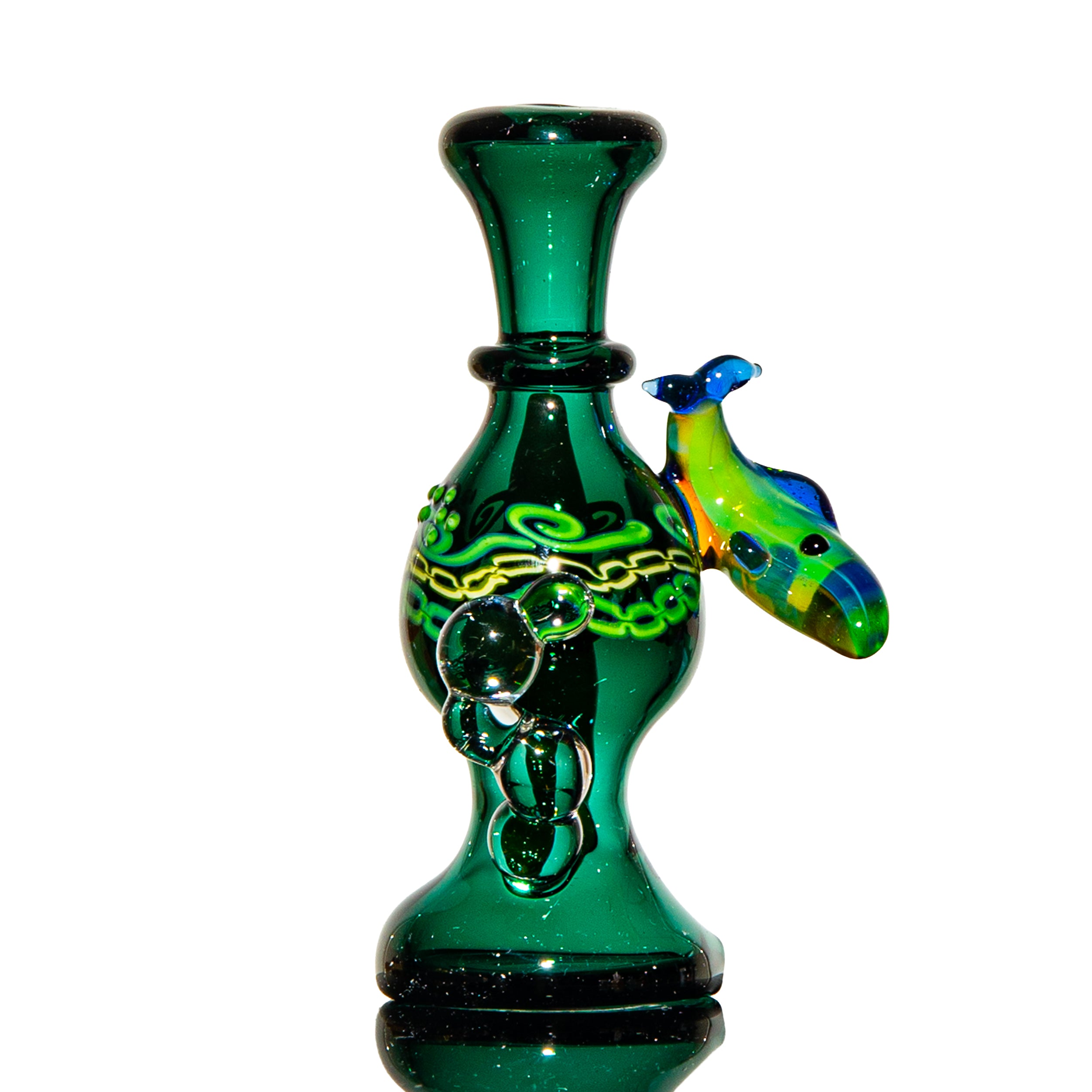 Charisma Glass x Crustacean Glass - Teal Trout Greek Key Dry Peak Attachment