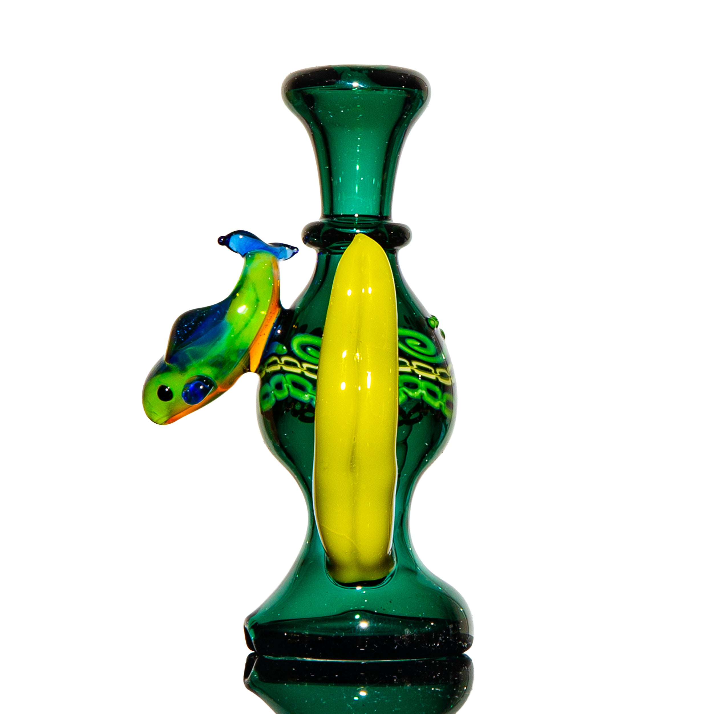 Charisma Glass x Crustacean Glass - Teal Trout Greek Key Dry Peak Attachment