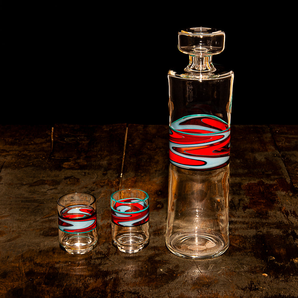 Emily Marie Glass - Red & Blue Decanter Set