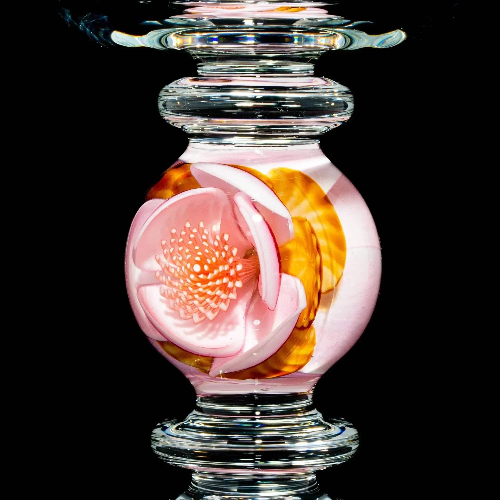 Drinking Vessels: Delong Glass x Lathey Jade - Small Pink Blossom Wine Glass