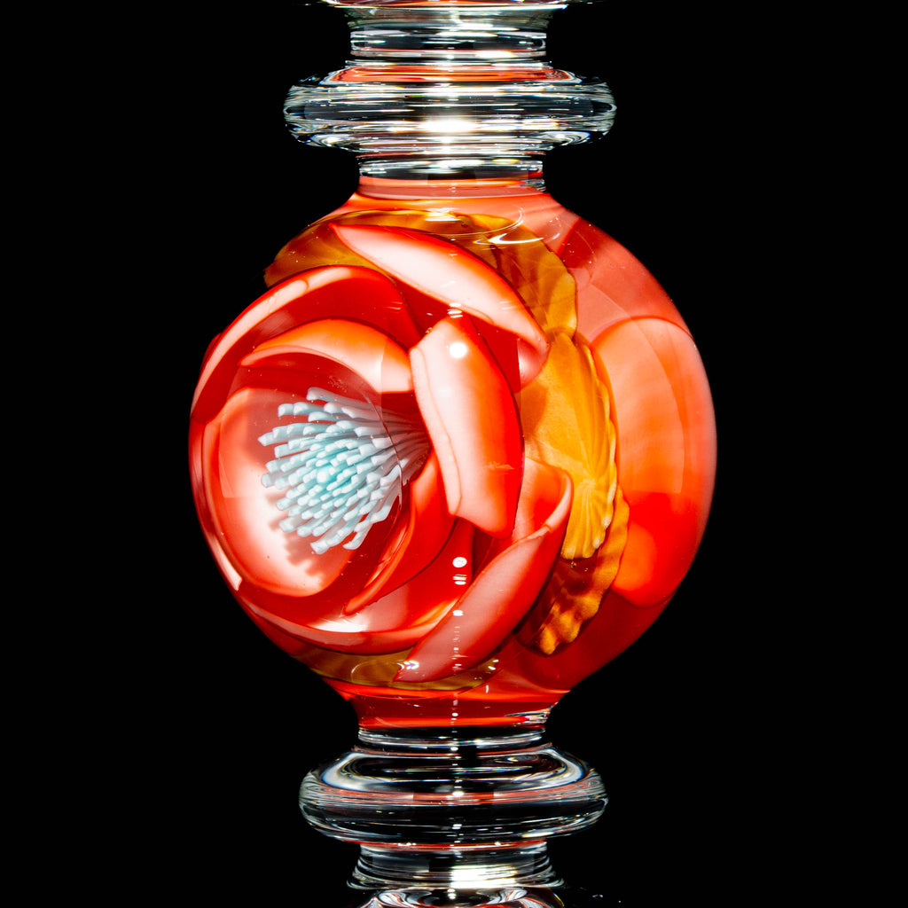Vasos para beber: Delong Glass x Lathey Jade - Copa de vino grande con flores de coral