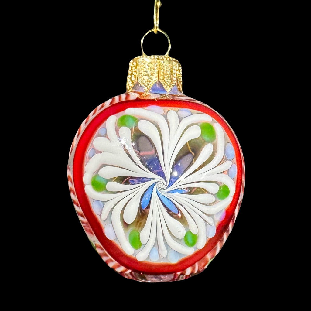 Holiday Ornament Collection: Firekist - Red, White & Green Snowflake Candy Cane Ornament Pipe