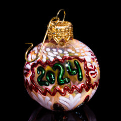 Firekist Glass - Gold Candy Cane Snowglobe Ornament Pipe