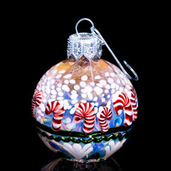 Firekist Glass - Green Candy Cane Snowglobe Ornament Pipe