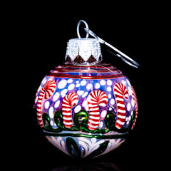 Firekist Glass - Green Candy Cane Snowglobe Ornament