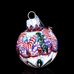 Firekist Glass - Red Candy Cane Snowglobe Ornament