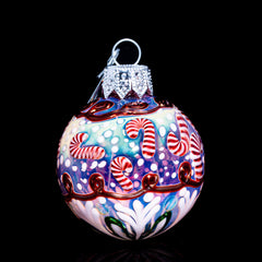 Firekist Glass - Red Candy Cane Snowglobe Ornament