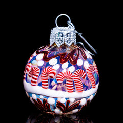 Firekist Glass - White Candy Cane Snowglobe Ornament Pipe