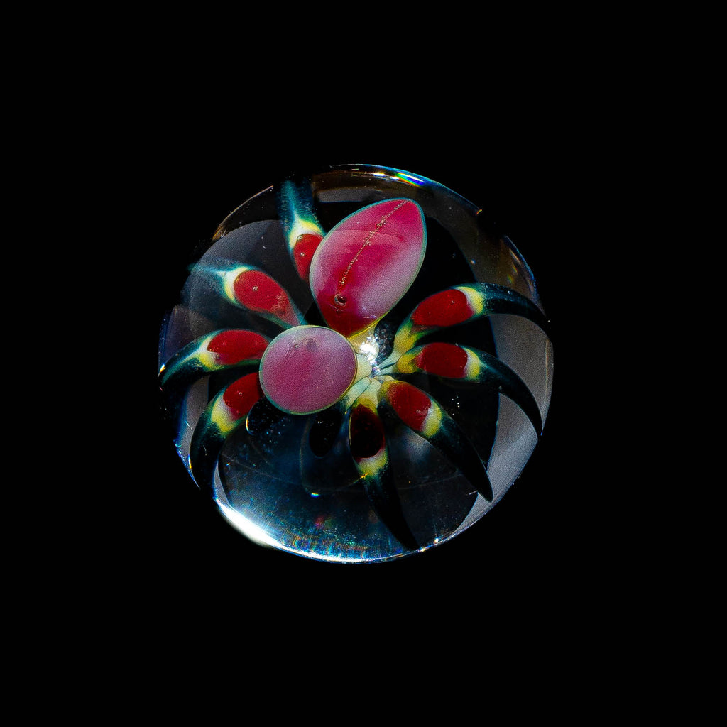 Florin Glass - Amber Purple Spider Micro Mib