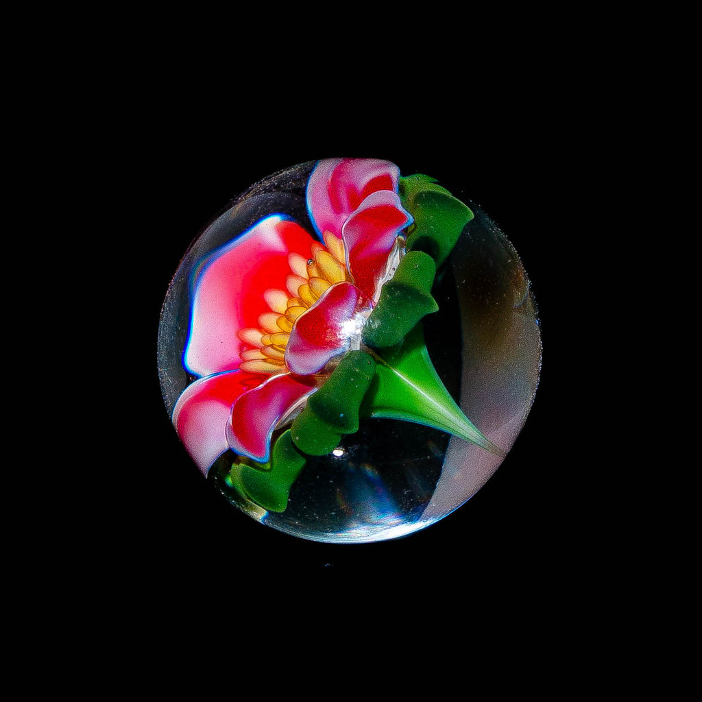 Florin Glass - Pink Flower Micro Mib