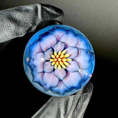 Florin Glass - Purple & Yellow Flower 32MM Marble