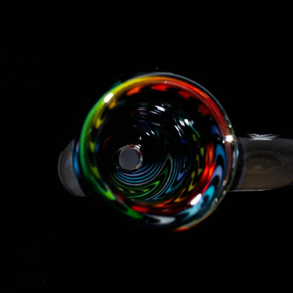 Glass Distractions - Black Rainbow Wig Wag 14mm Flare Slide