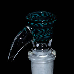 Glass Distractions - Black & Teal Wig Wag 14mm Flare Slide