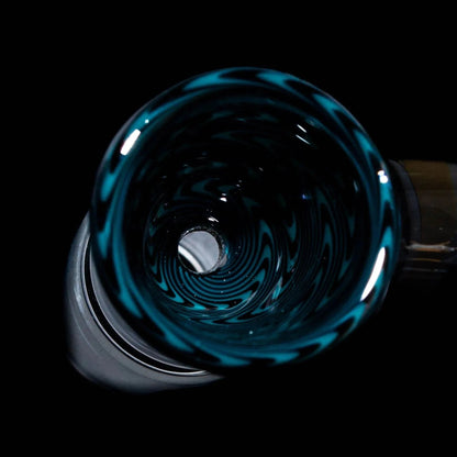 Glass Distractions - Black & Teal Wig Wag 18mm Flare Slide