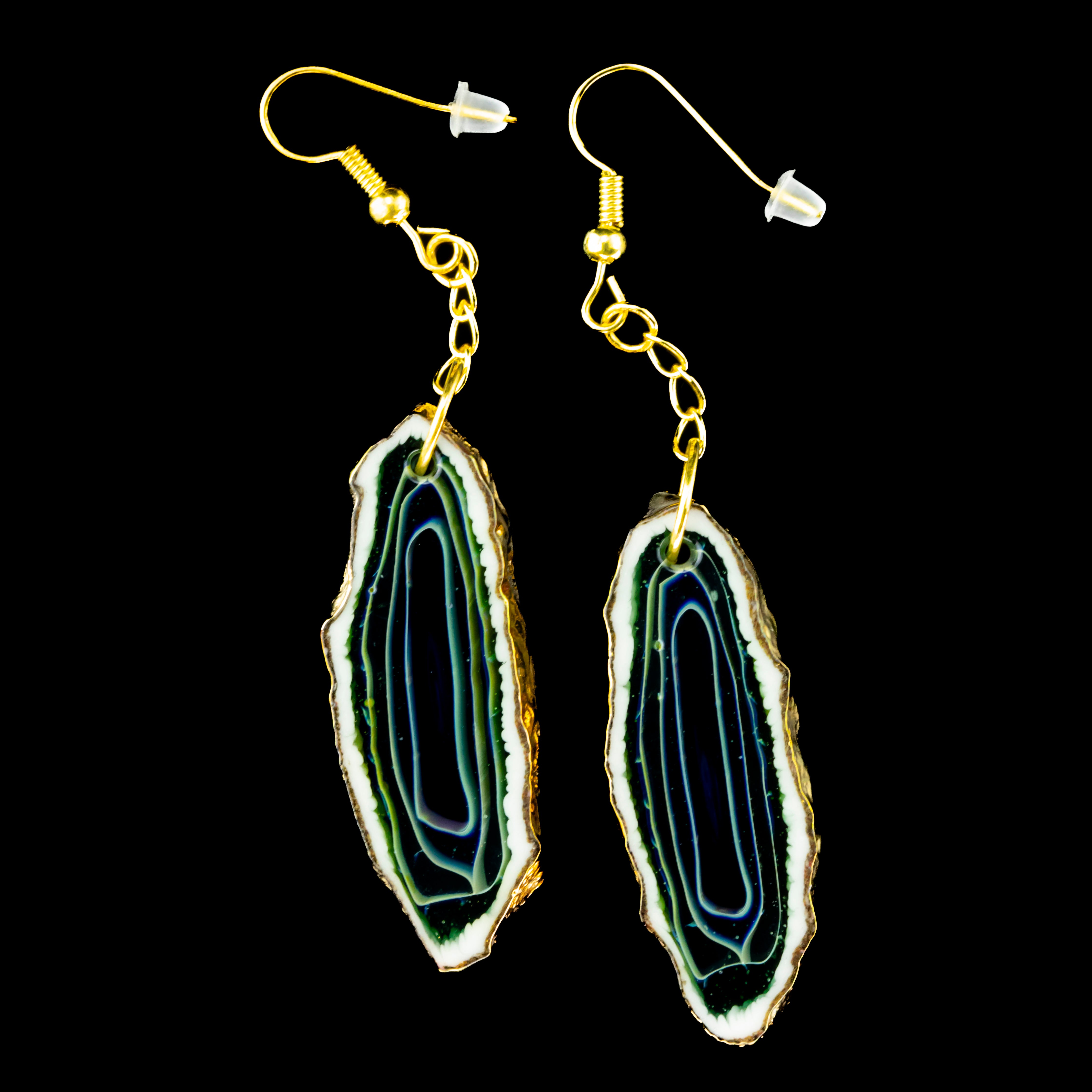Green T - Golden Agate Elongated Earring Set