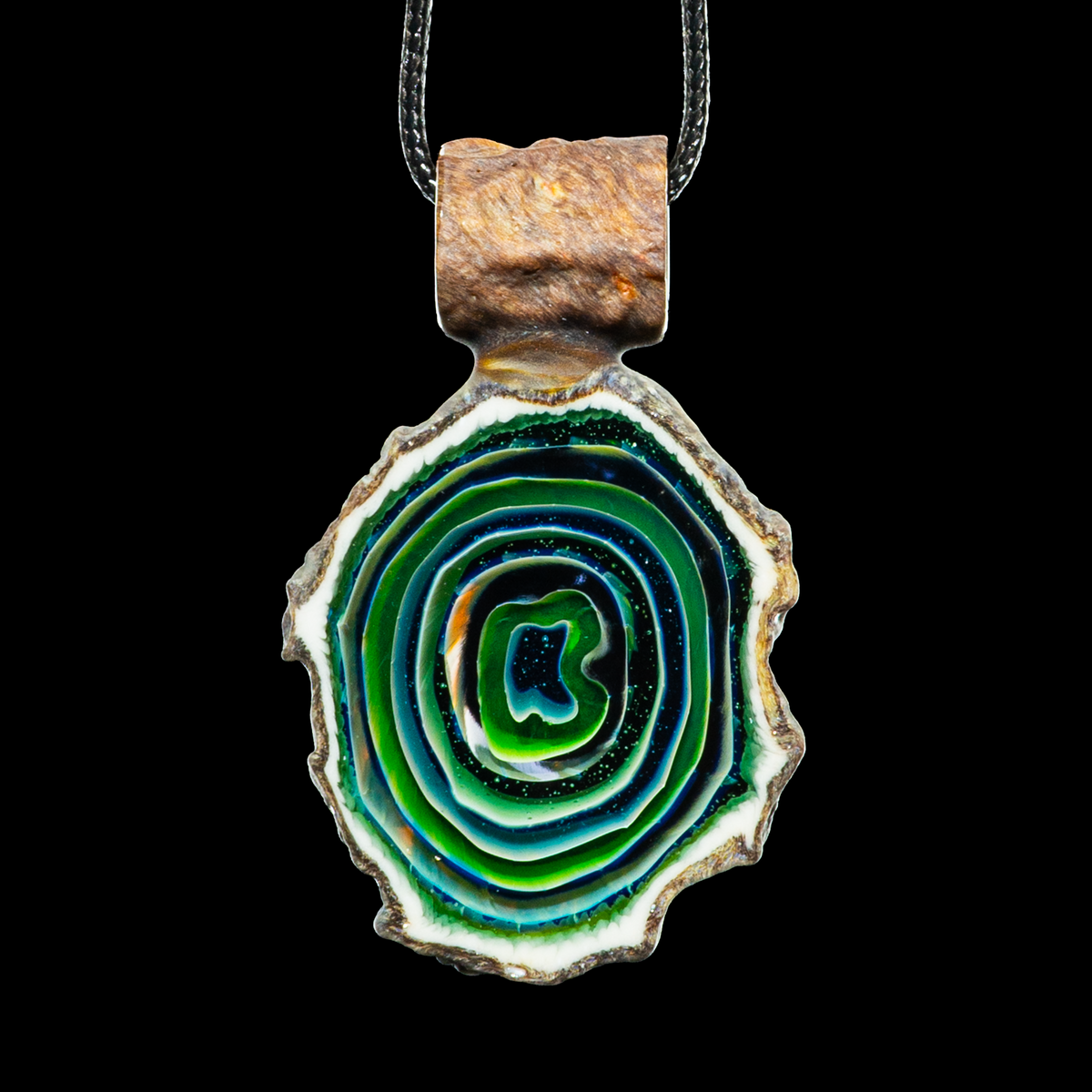 Green T Glass - Green and Purple Agate Pendant