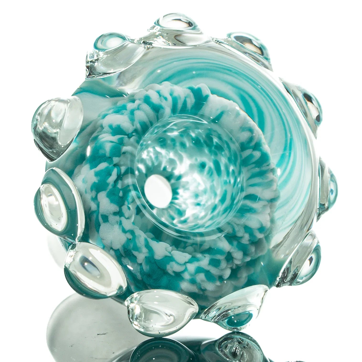 Humboldt Studios - Teal & White 14mm Frit Slide