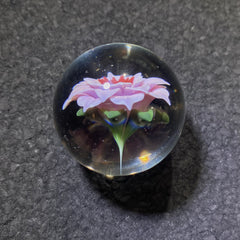 Florin Glass -Pink & Red Flower Marble