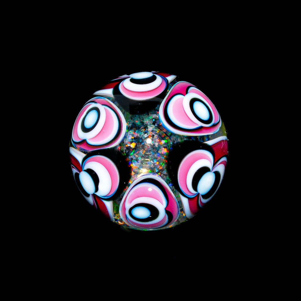 Indo Glass - Pink & Black Cropal U.V. Dotstack Top Marble