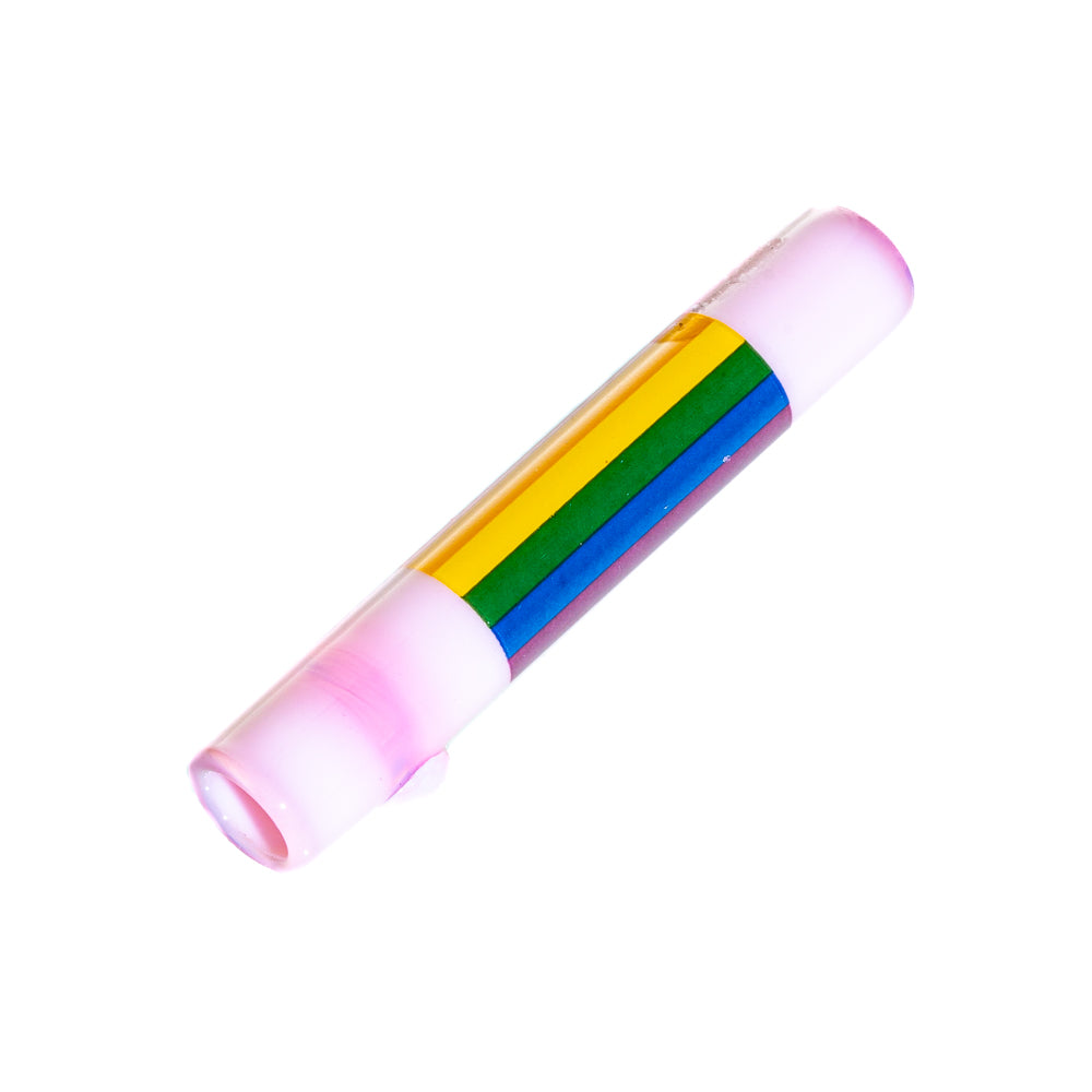 Jellyfish Glass - Milky Pink Rainbow Pride Flag Chillum