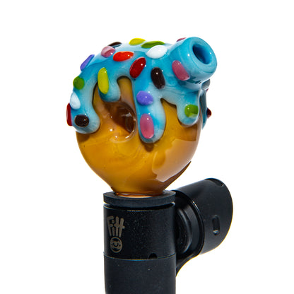KGB Glass - Blue Raspberry Drip & Rainbow Sprinkles Donut Pivot Mouthpiece