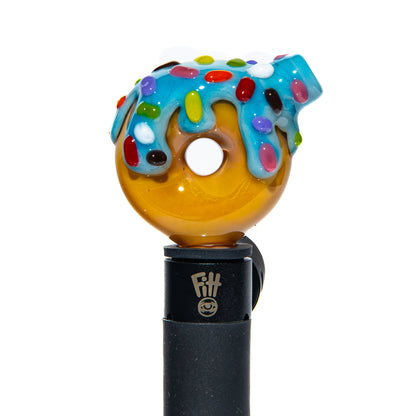 KGB Glass - Blue Raspberry Drip & Rainbow Sprinkles Donut Pivot Mouthpiece