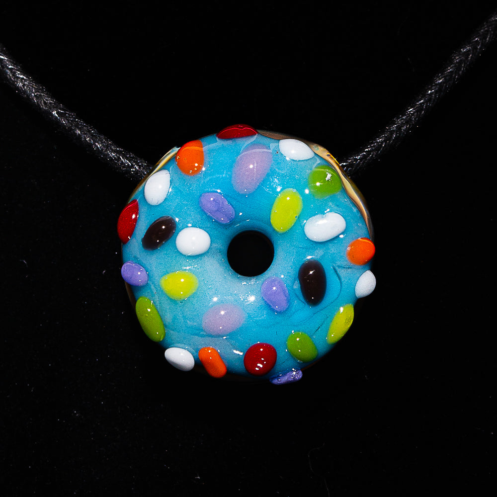 KGB Glass - Blue Raspberry Frosted Sprinkle Micro Donut Pendant
